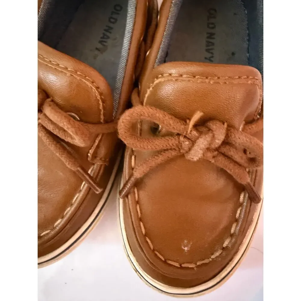Old Navy Toddler Boys Faux-Leather Boat Shoes - Cognac Brown - Size 7